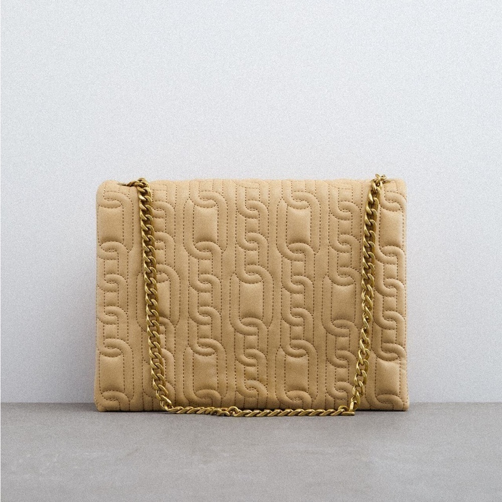 Zara beige padded shoulder bag
